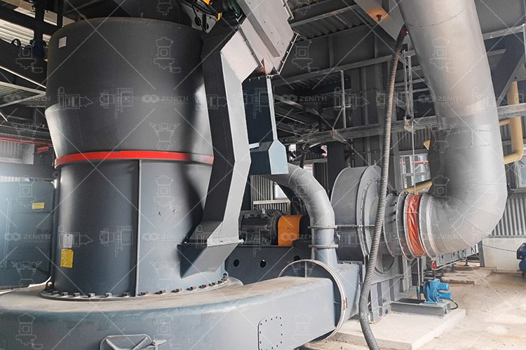 Layout diagram of a complete dolomite powder grinding plant from Zenith, showing compact equipment arrangement.
